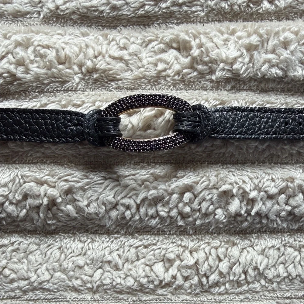 Black Leather Rope Bracelet with Oval Pavé Accent